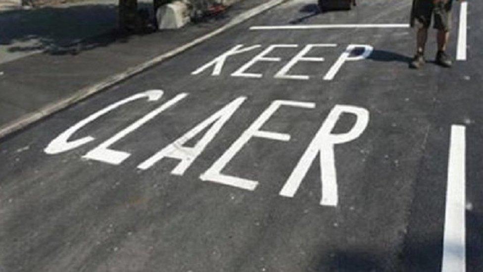 Spelling error on road marking