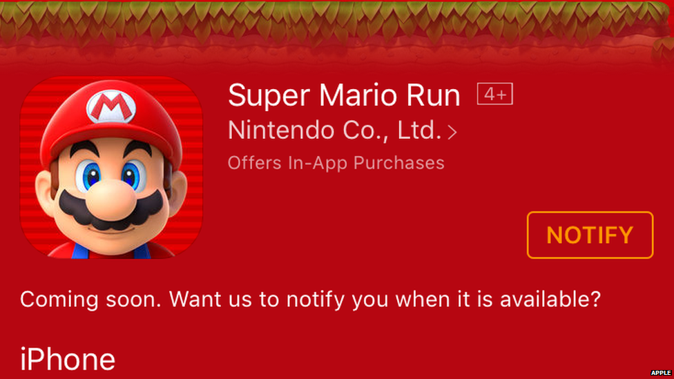 The Super Mario Run page on the App Store