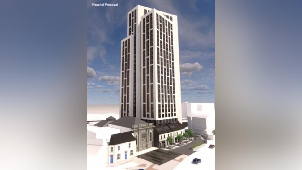 A CGI of what the tower at Guildford Crescent could look like