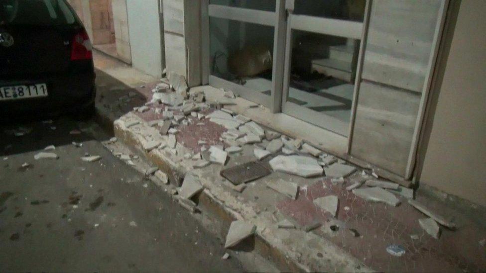 Damage to a building on Zakynthos