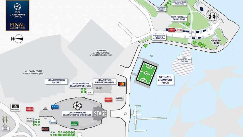 Map of the festival site in Cardiff Bay