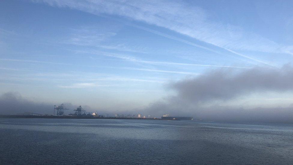 Fire smoke over former South Bank coke ovens