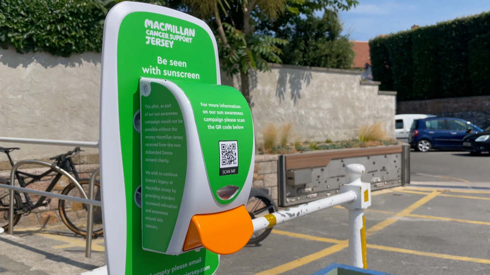 Sun cream dispenser in Jersey