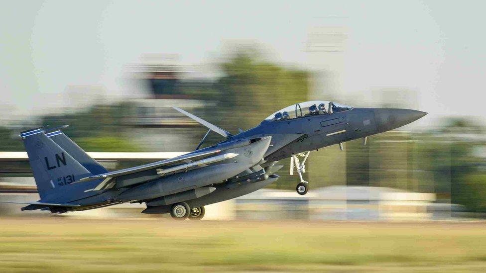 US Air Force F-15E Strike Eagle at Incirlik Air Base, Turkey, deployed in support of counter-IS missions in Iraq and Syria. Nov 2015