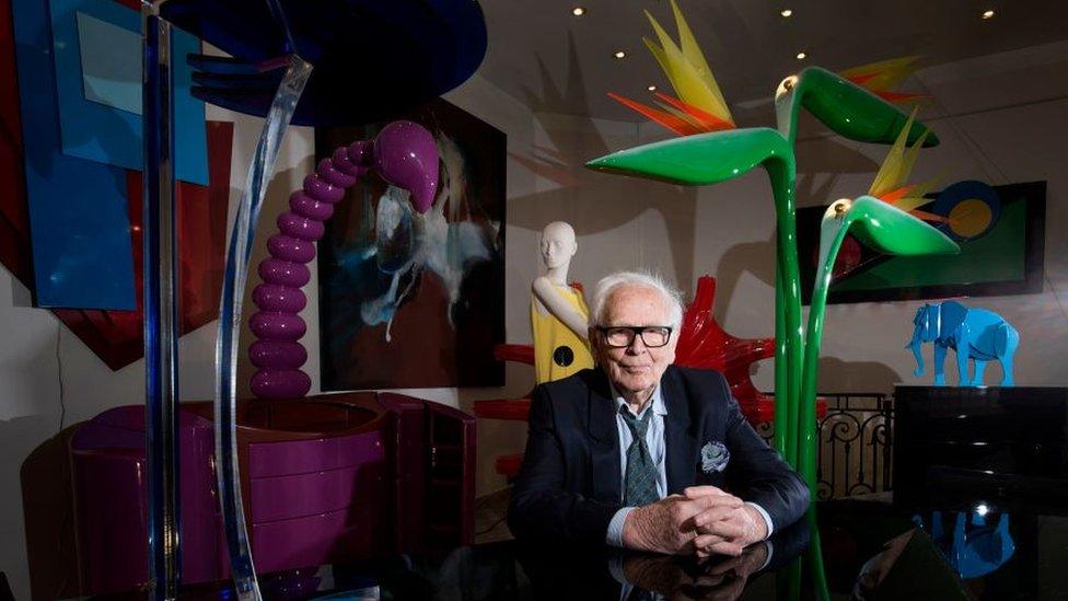 Pierre Cardin in one of his stores