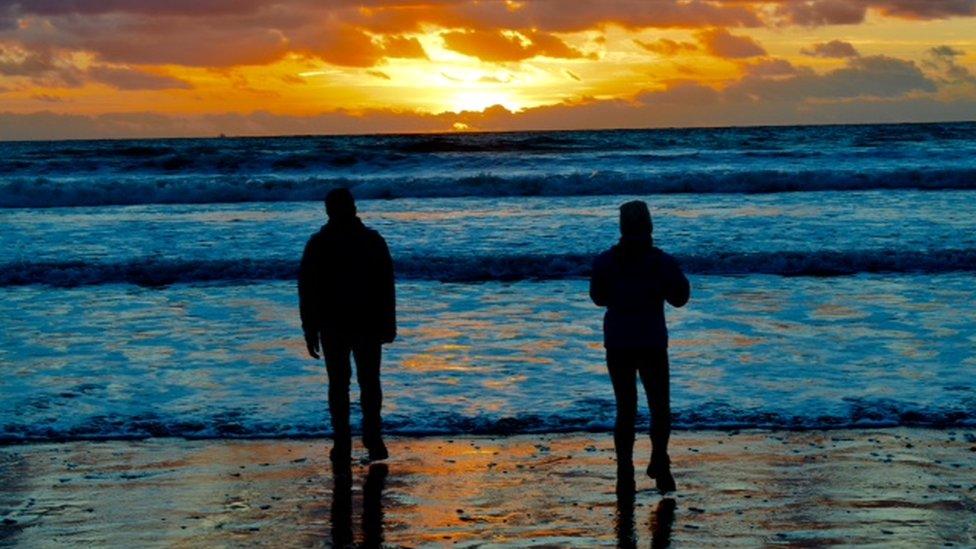 Skimming stones at at Newgale beach in Pembrokeshire