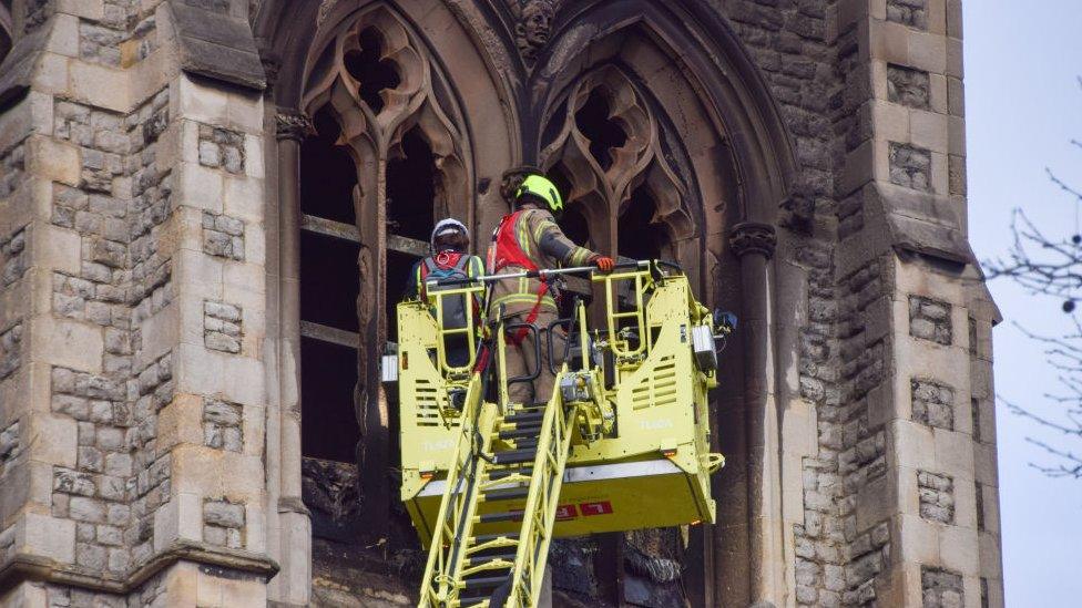 Firefighters tackle blaze