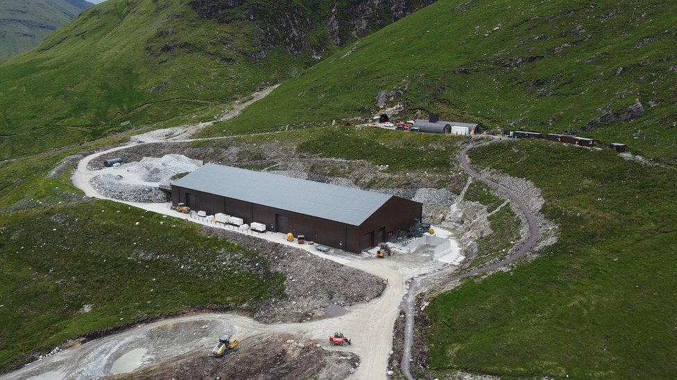 Aerial view of mine site at Cononish