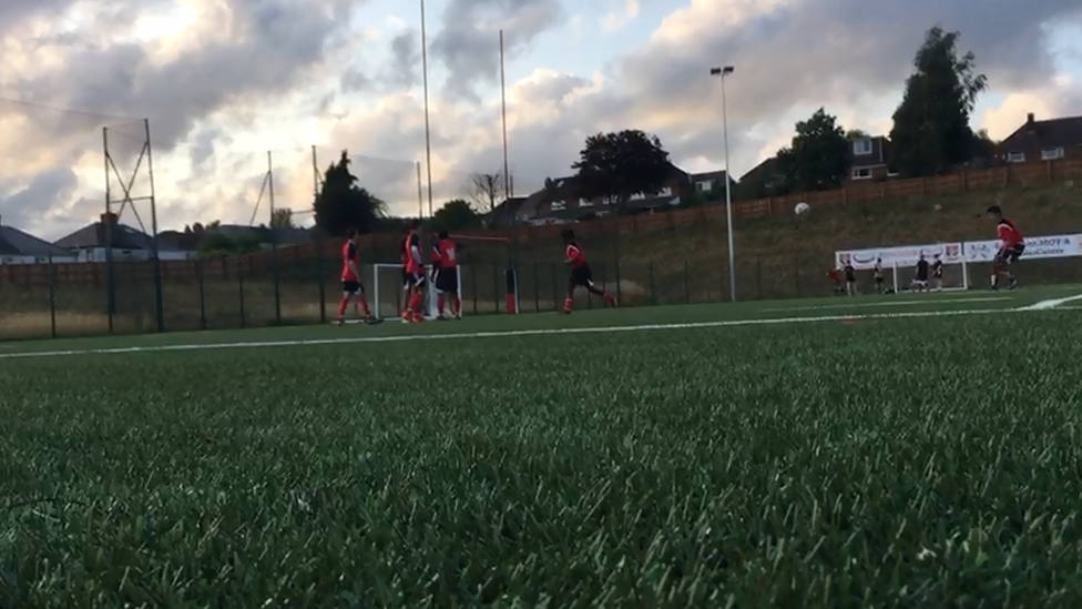 The Pontypridd team playing football