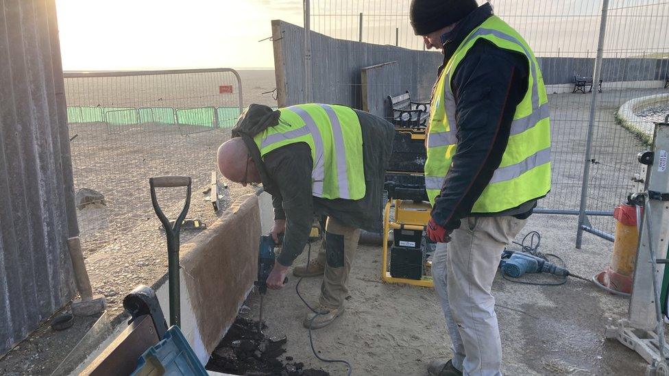 Restoration experts removed a Banksy mural from the boating lake wall at Gorleston, Norfolk