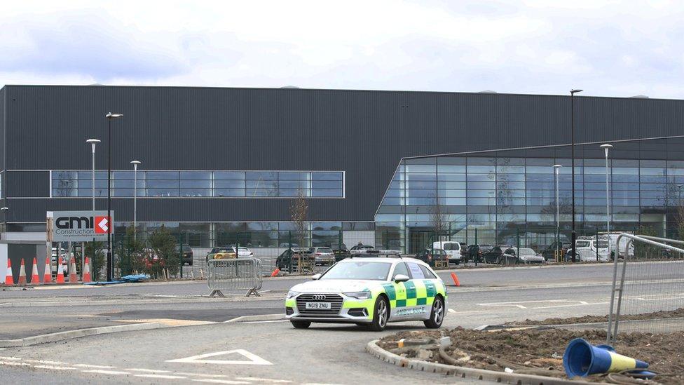 The industrial unit built for the motor industry, close to the Nissan plant on Wearside, which is being converted into a 460-bed Nightingale hospital for the North East of England