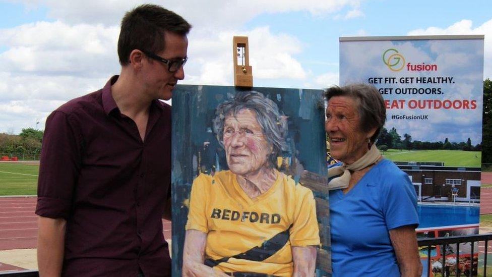 Oliver Winconek with Iva Barr and her portrait