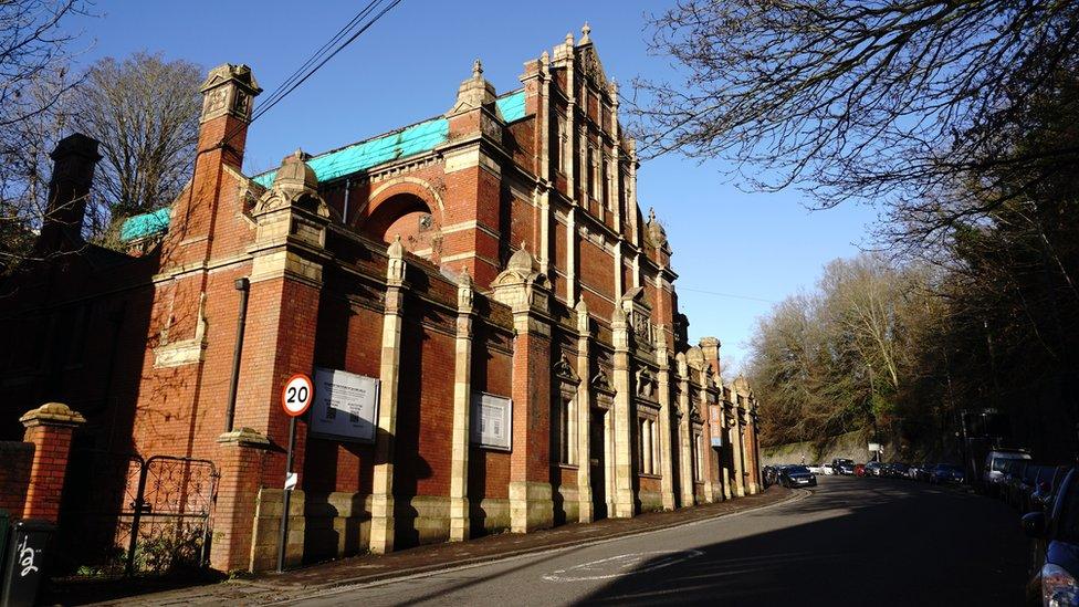 Jacob Wells Baths seen from the outside on a sunny day