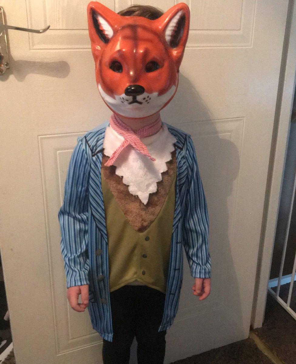 Jasper went to nursery dressed as Fantastic mr Fox