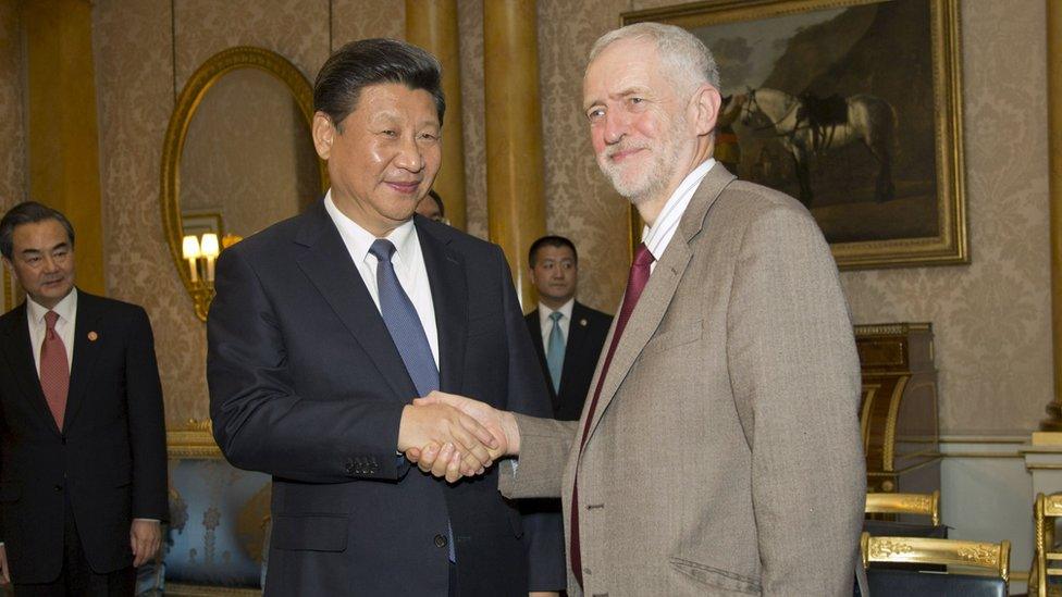 Labour leader Jeremy Corbyn meets China's President Xi Jinping at Buckingham Palace