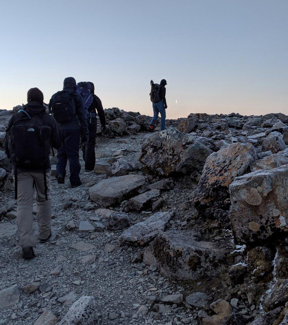 News crew on mountain