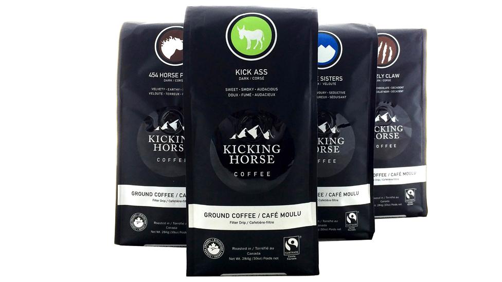 Packs of Kicking Horse Coffee