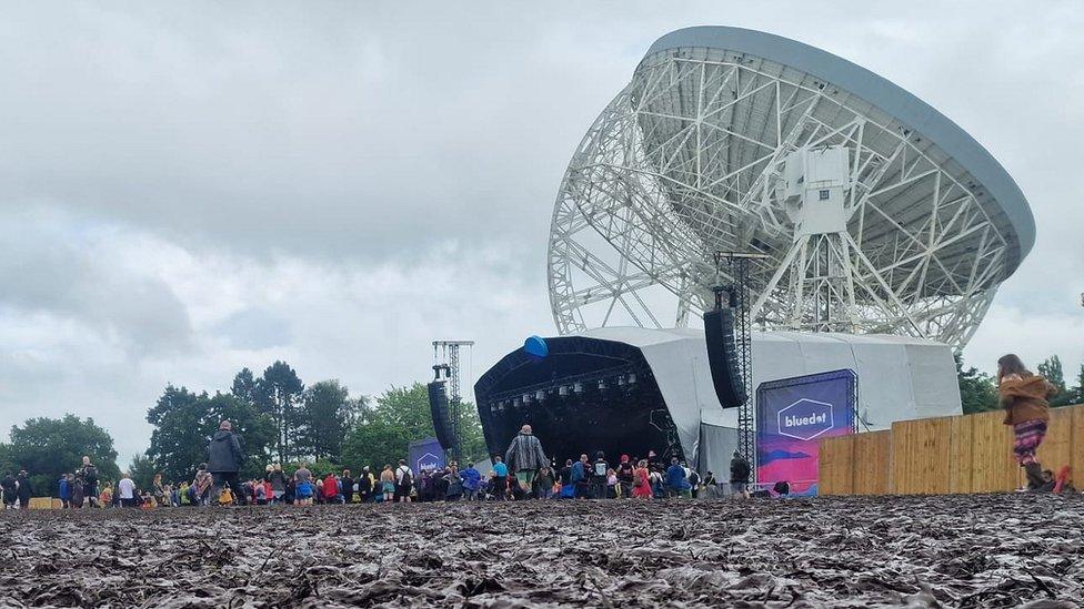 muddy ground beneath the telescope