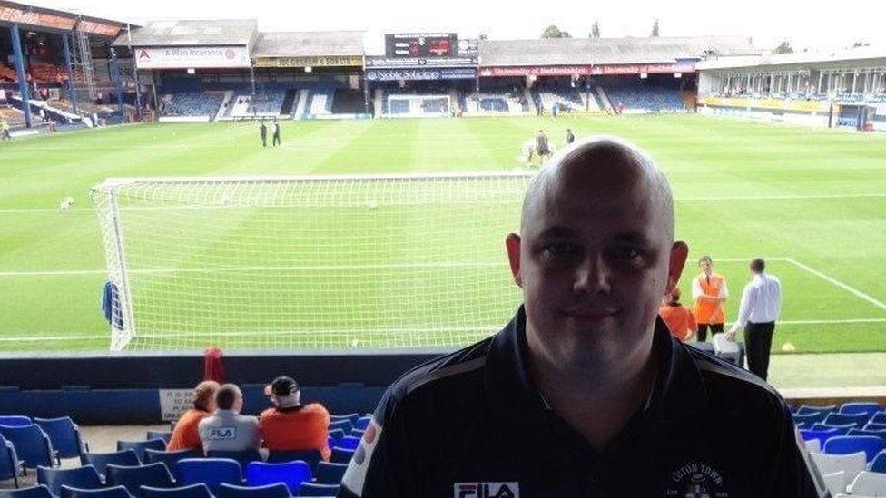 Luton Town fan Richard Armstrong at Kenilworth Road