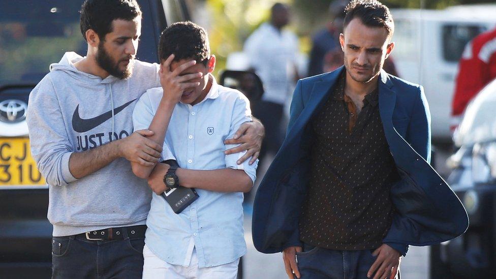 Grieving relatives leave an information centre following the Ethiopian Airlines plane crash, at Jomo Kenyatta International Airport, Nairobi, Kenya, March 10, 2019