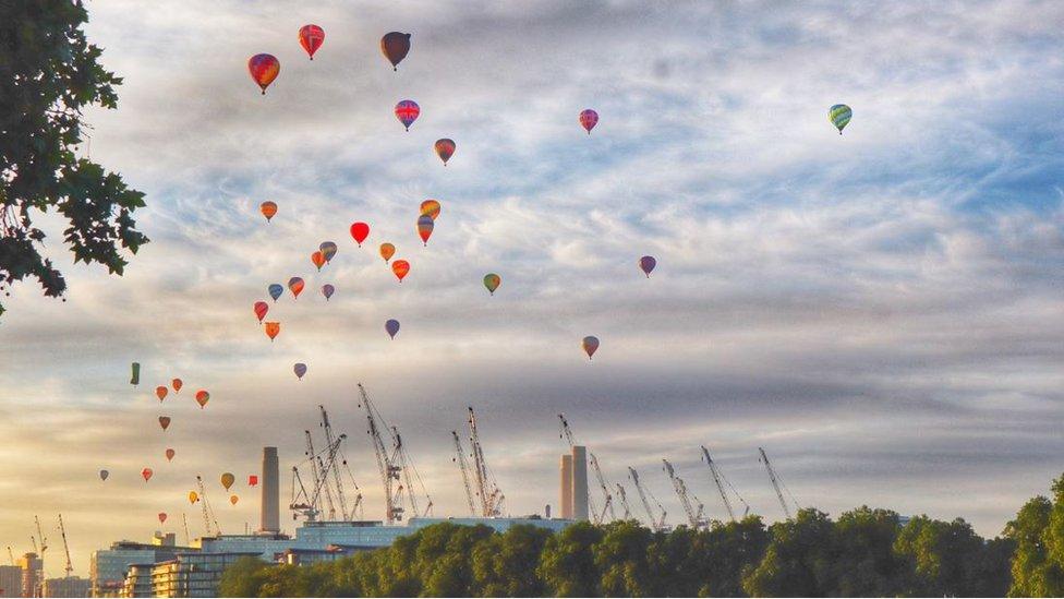 Balloons seen from Chelsea bank