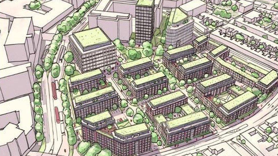 Artist's impression of how the town centre of Swindon could be changed