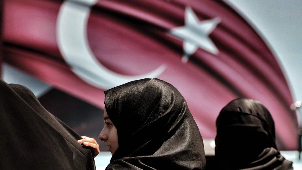 Pro-Erdogan supporters attend a demonstration