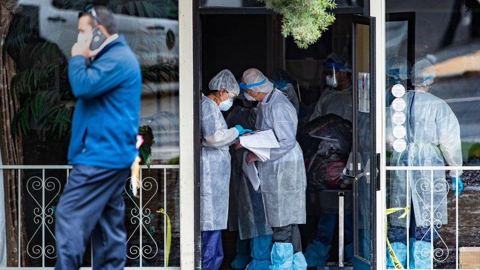 Staff at nursing home in protective gear