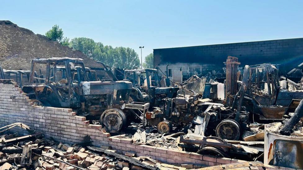 Mildenhall Stadium pictures show aftermath of major fire - BBC News