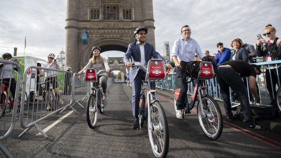 Sadiq Khan on bike