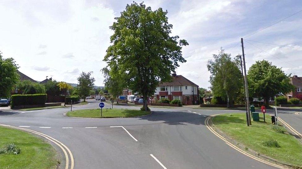 A roundabout in a suburban neighbourhood