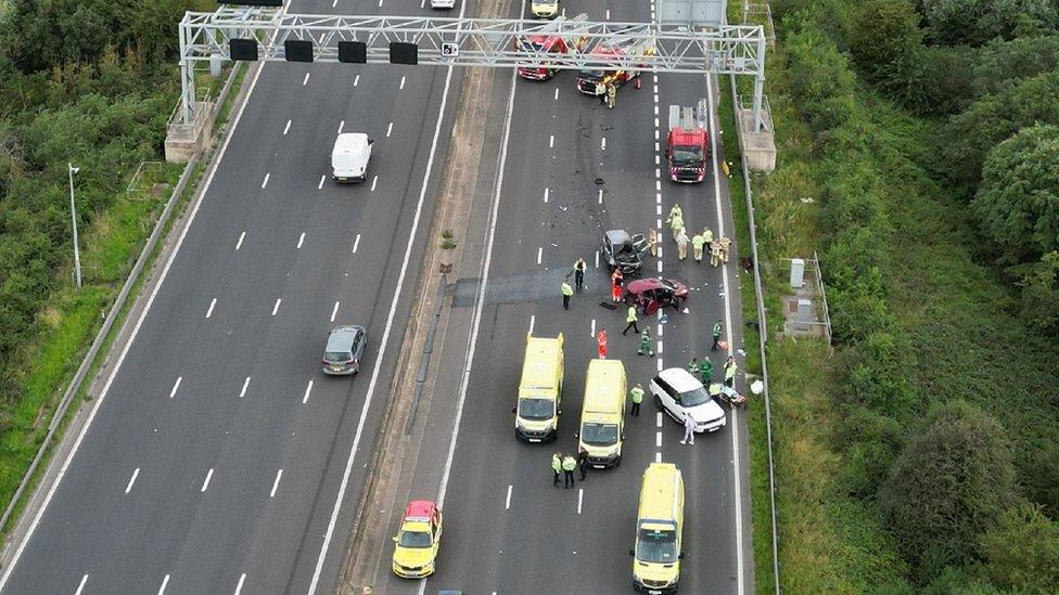 The scene of the M1 crash near Wakefield