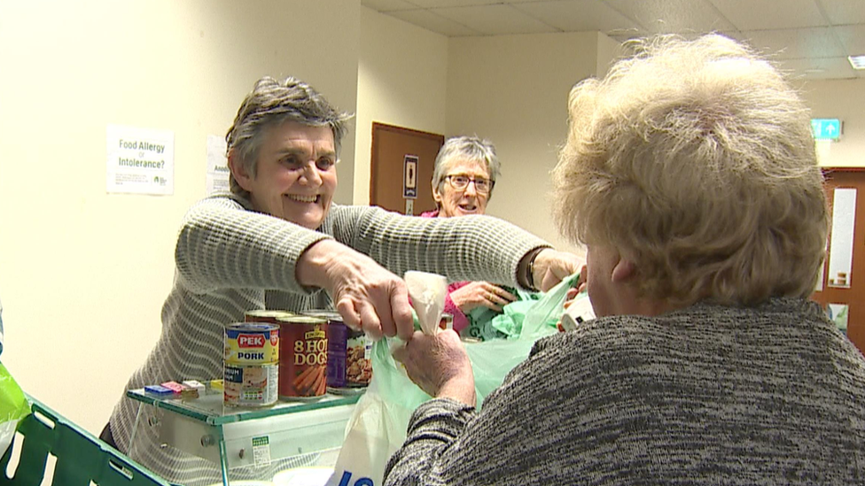 Lorna Billinghurst receiving food package