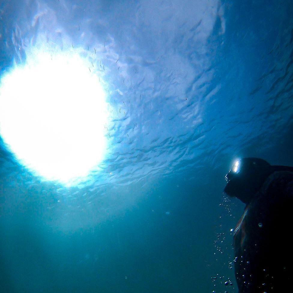 Diver returning to surface