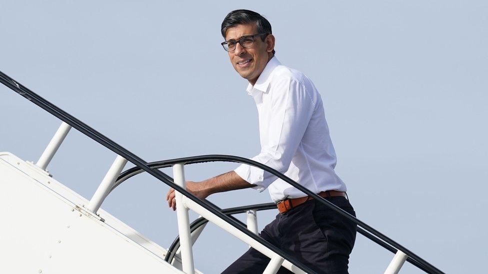 Rishi Sunak boarding his plane