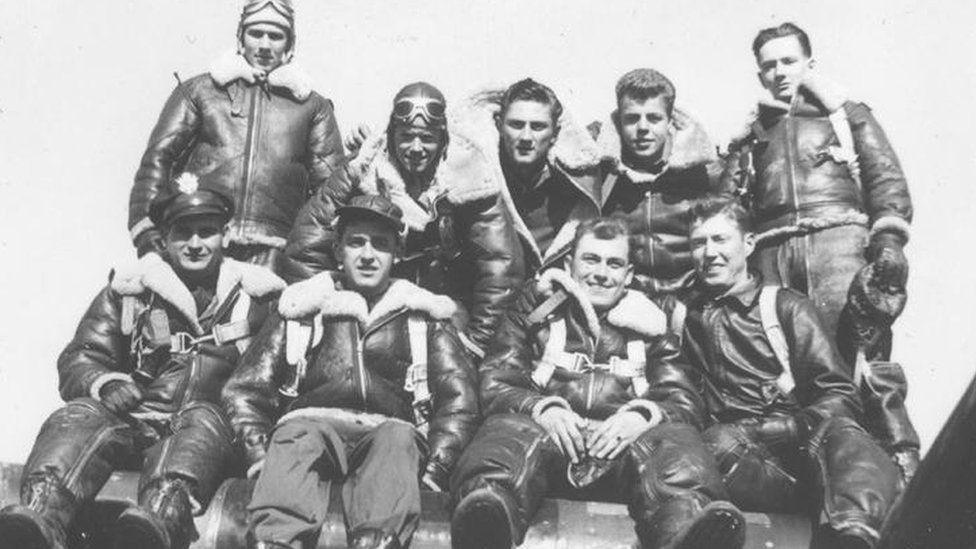 A black and white photo of the 306th Bombardment Group who were killed on 26 April 1944