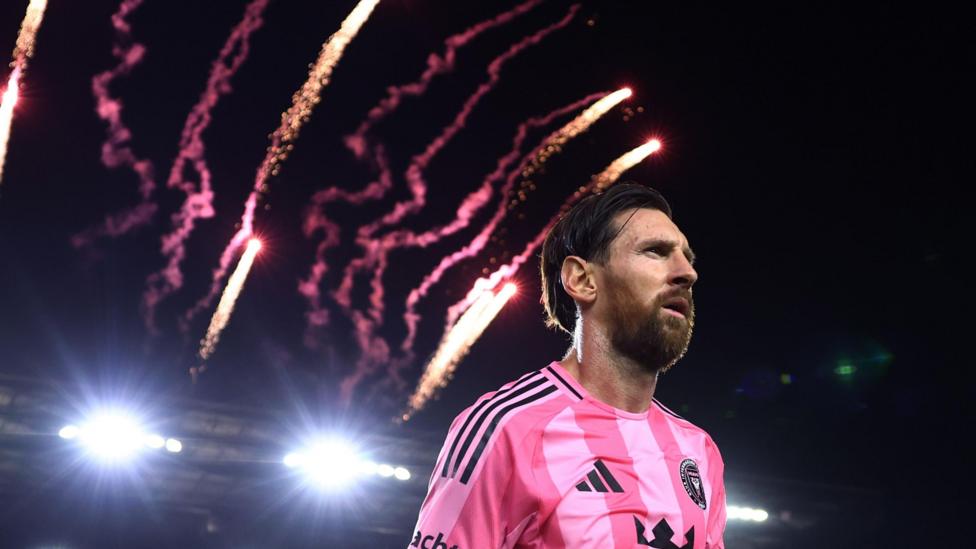Inter Miami's Lionel Messi leaves the pitch after winning the MLS match between Inter Miami and New York Red Bulls at Chase Stadium  in Fort Lauderdale, Florida