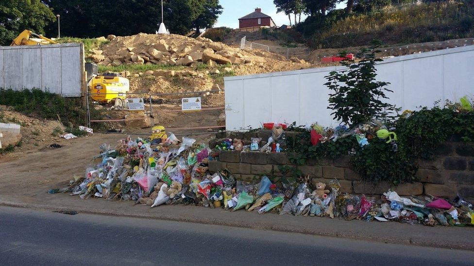 Floral tributes left at the scene