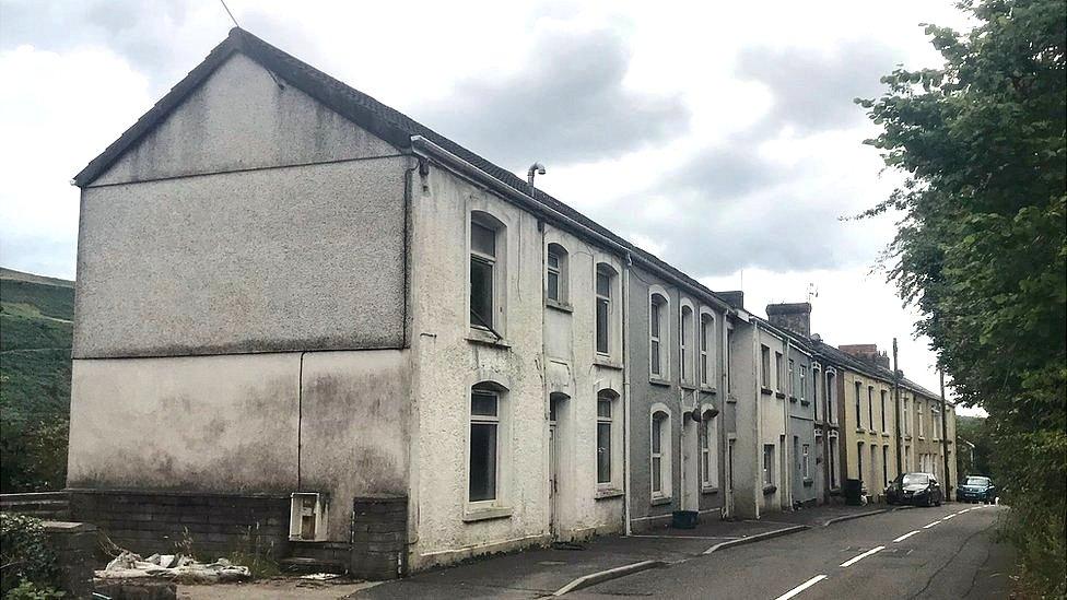 A row of houses in Cyfyng Road in Pantteg which residents have been forced to leave due to landslides