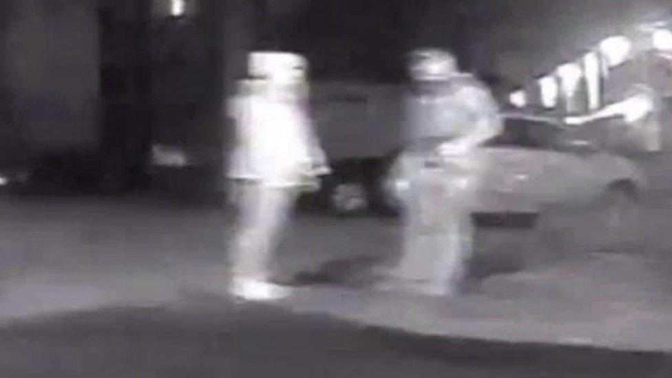 CCTV footage of Wayne Couzens and Sarah Everard beside a vehicle on Poynders Road in Clapham