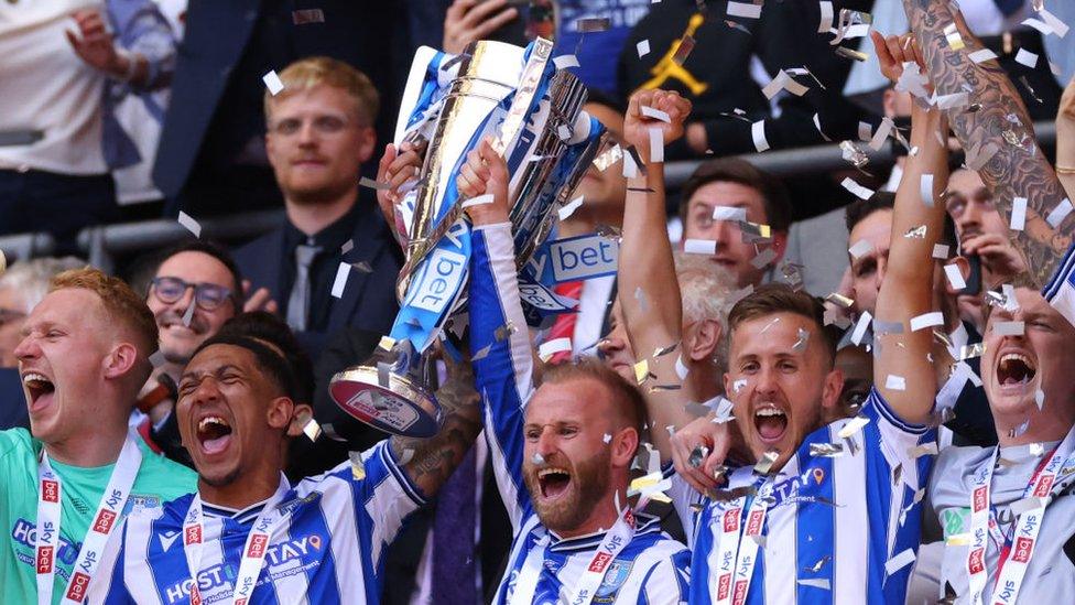 Sheffield Wednesday players celebrate at Wembley