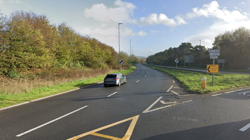 A roundabout on the A4 on the outskirts of Keynsham