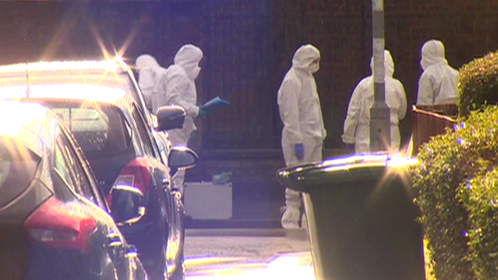 Forensic officers were at the scene of the shooting