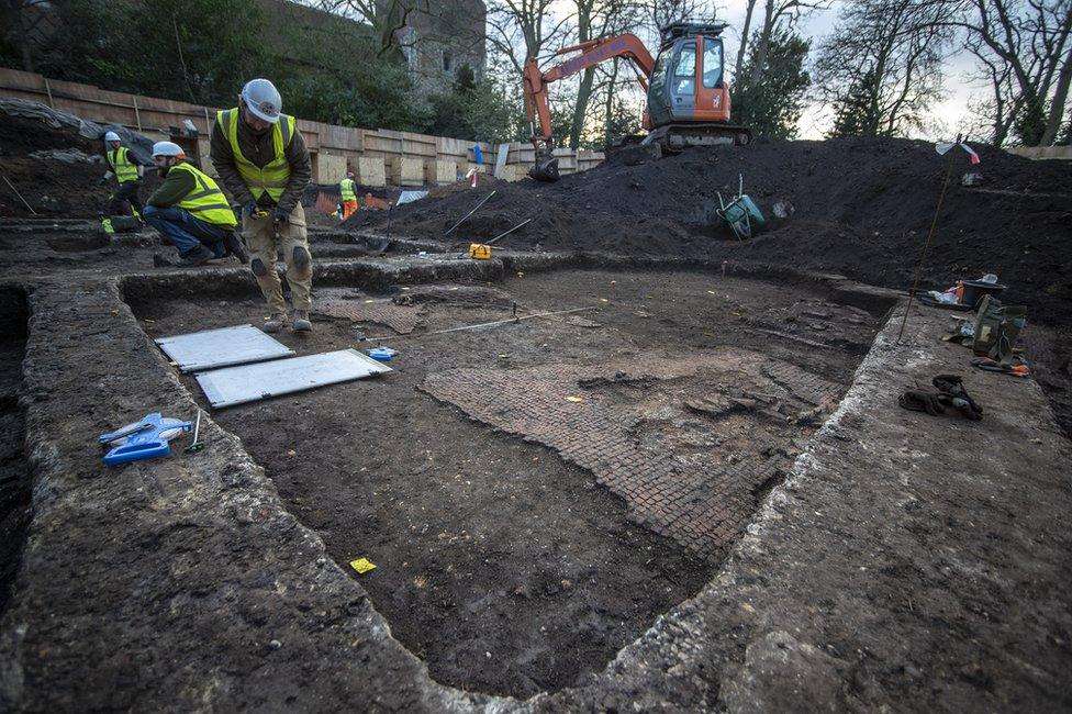 The roman flooring found at the Mercury excavation site