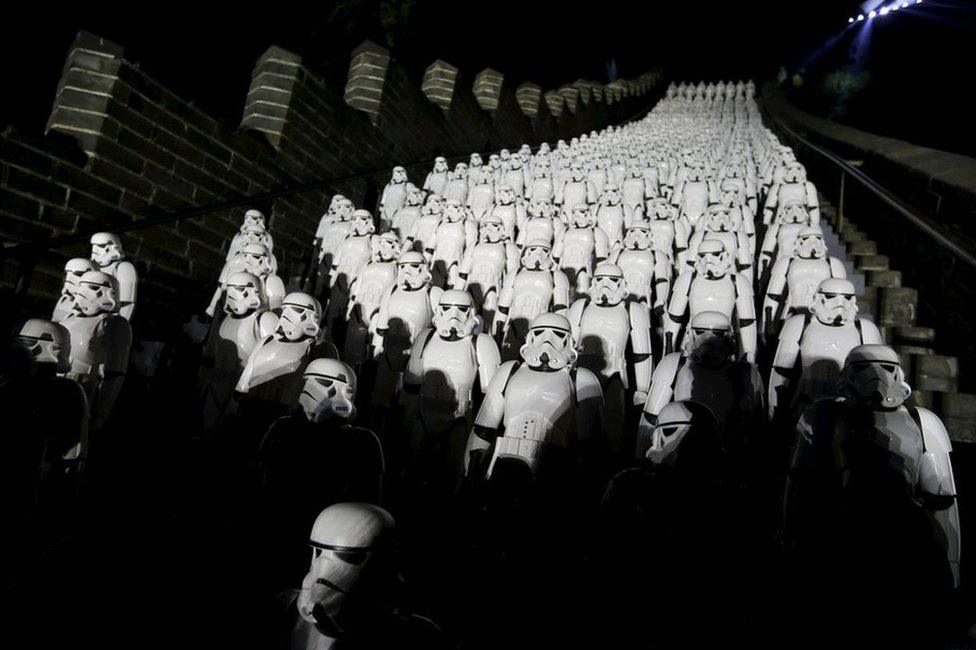 Stormtroopers line the Great Wall of China