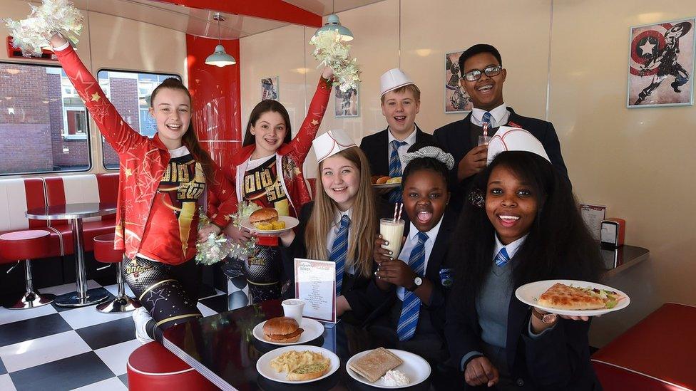 Holyrood pupils in the diner