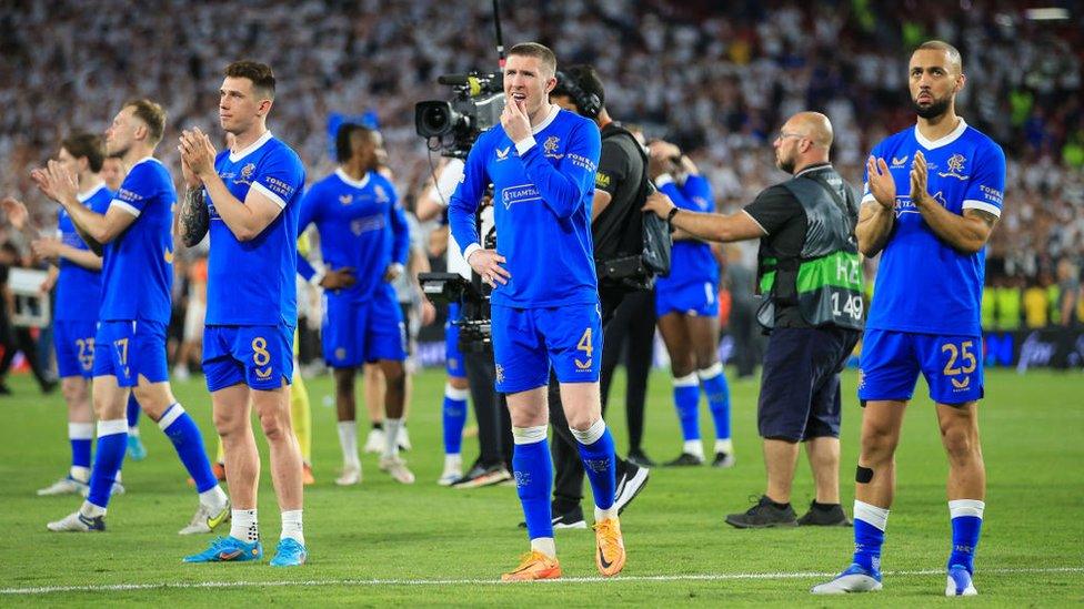 Rangers congratulated their opponents after their 5-4 loss on penalties