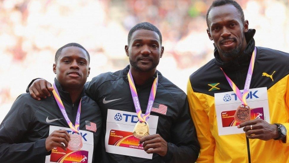 Christian Coleman, Justin Gatlin and Usain Bolt