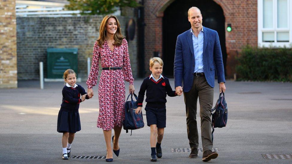 Princess Charlotte and Prince George with the Duke and Duchess of Cambridge