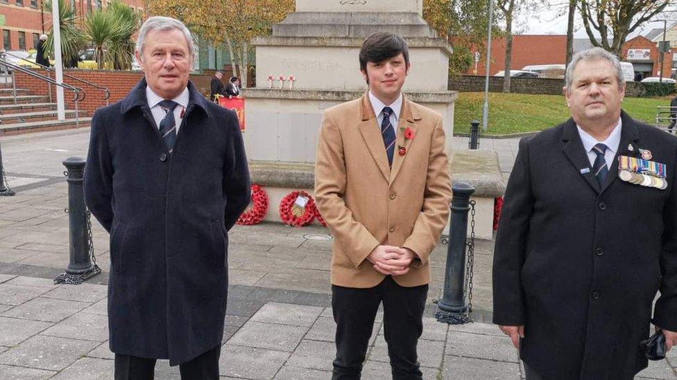 Bradley Jones with his uncles Steve Spear (left) and Michael Spear